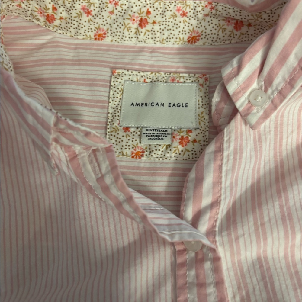 American Eagle Pink Striped Shirt